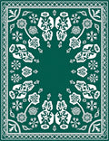 Symmetrical White Floral Pattern Teal Rug