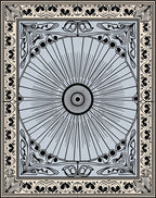 Art Nouveau Sunburst Floral Border Rug