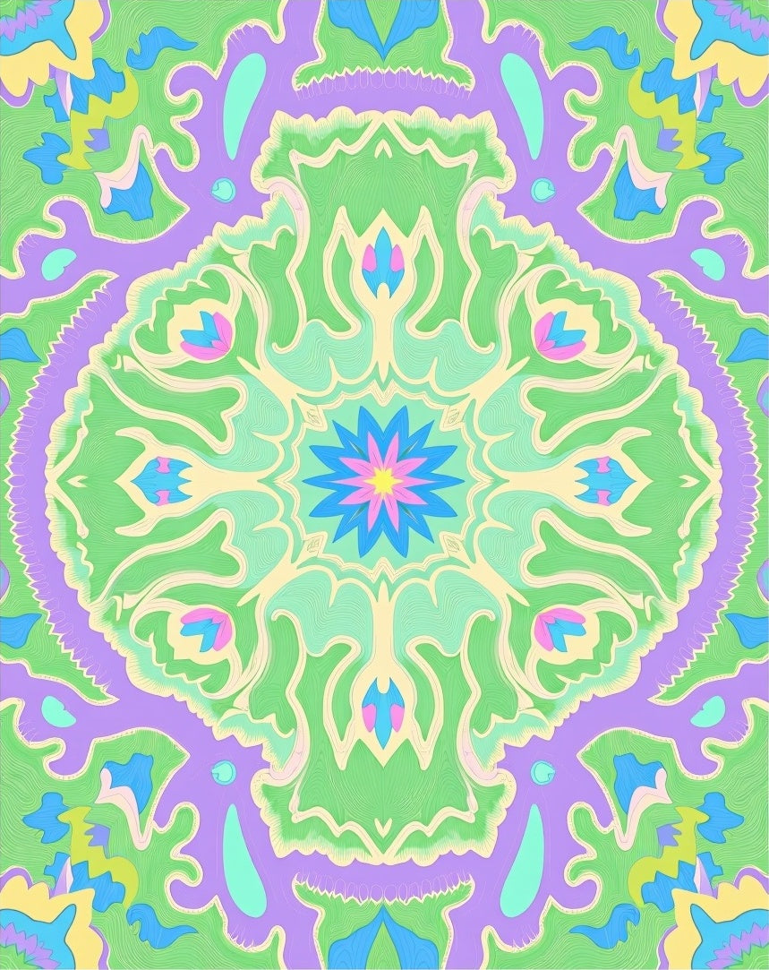 Abstract Psychedelic Floral Mandala Rug