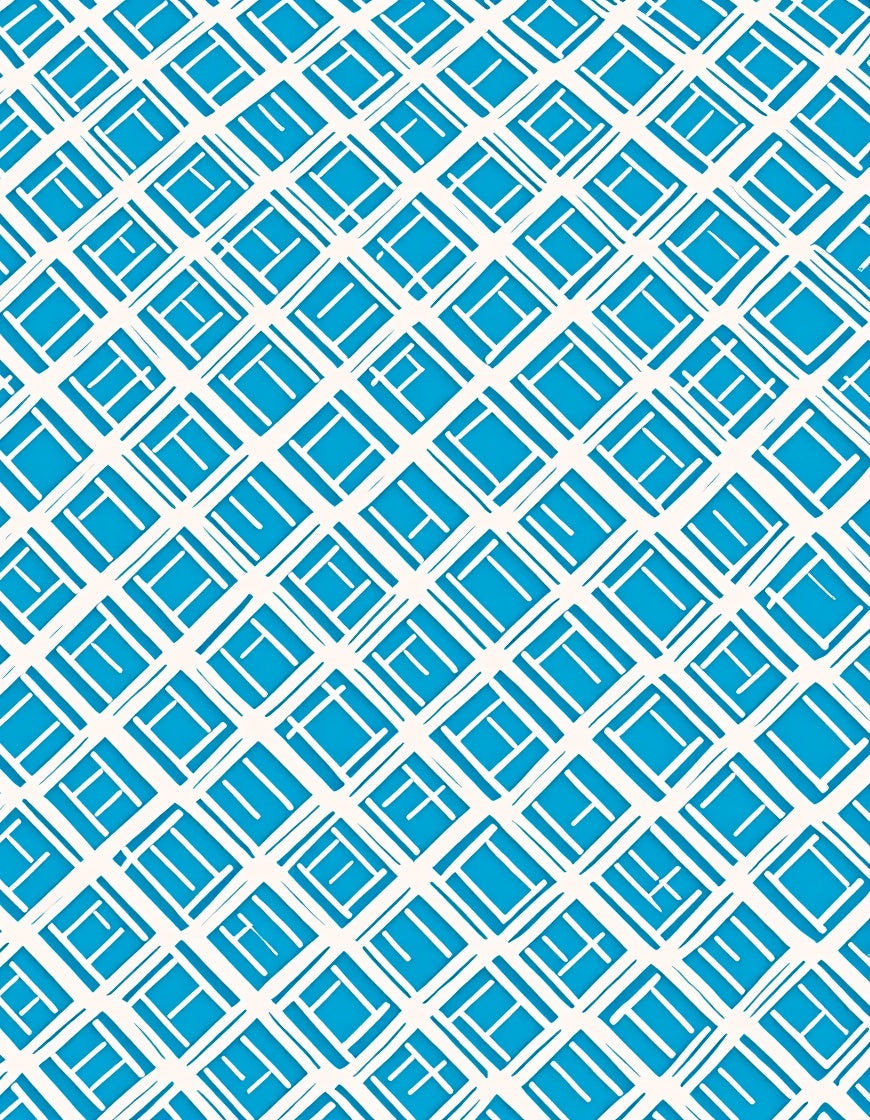 Retro Aqua White Geometric Pattern Rug