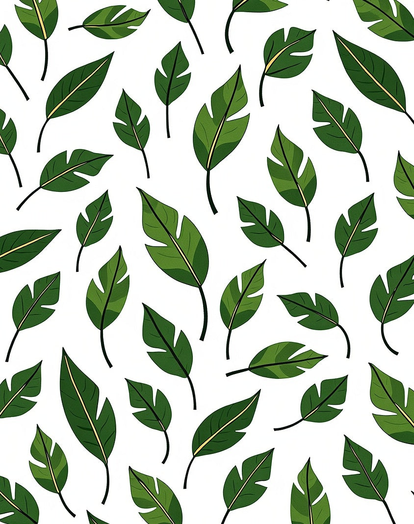 Green Tropical Leaf Pattern Rug