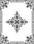 Elegant Scrollwork Floral Border Rug