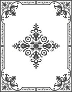 Elegant Scrollwork Floral Border Rug