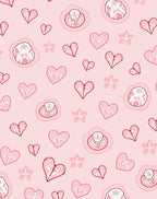 Pink Hearts Star Whimsical Pattern Rug
