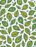 Turquoise Yellow Leaf Pattern Design Rug