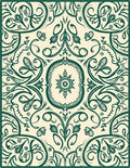 Ornate Emerald Swirl Floral Design Rug