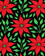 Crimson Red Poinsettia Floral Vines Rug