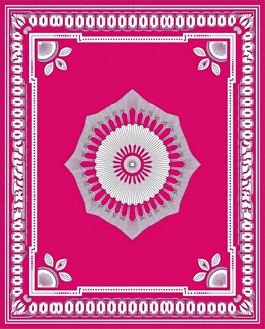 Geometric Burst Mandala Pattern Rug