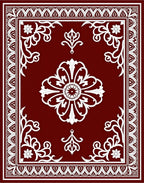 Elegant White Floral Medallion Design Rug