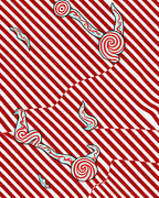 Red White Striped Swirly Pattern Rug