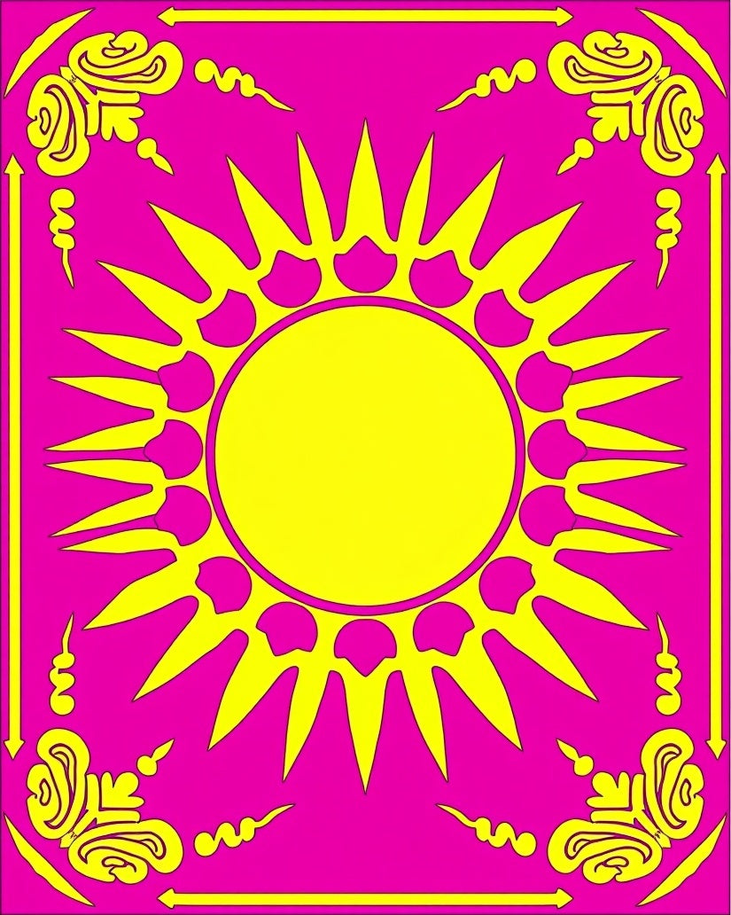 Radiant Sun With Decorative Corners Rug