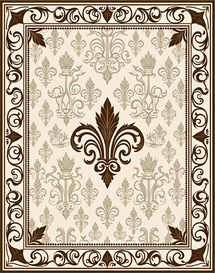 Ornate Fleur-de-lis Motif Pattern Rug