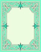 Elegant Teal Cream Scroll Pattern Rug