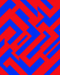 Bold Red Blue Geometric Maze Rug