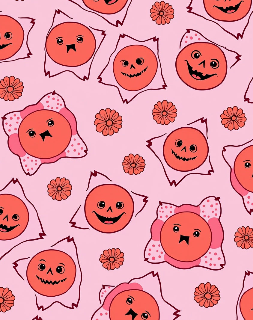 Cute Spooky Faces Flowers Design Rug