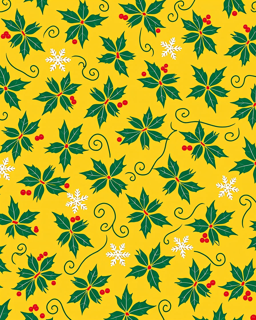 Festive Holly and Snowflakes Pattern Rug