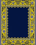 Bold Yellow Navy Floral Frame Design Rug