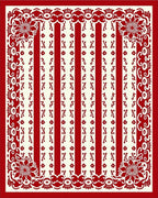 Artistic Red Cream Floral Stripe Rug