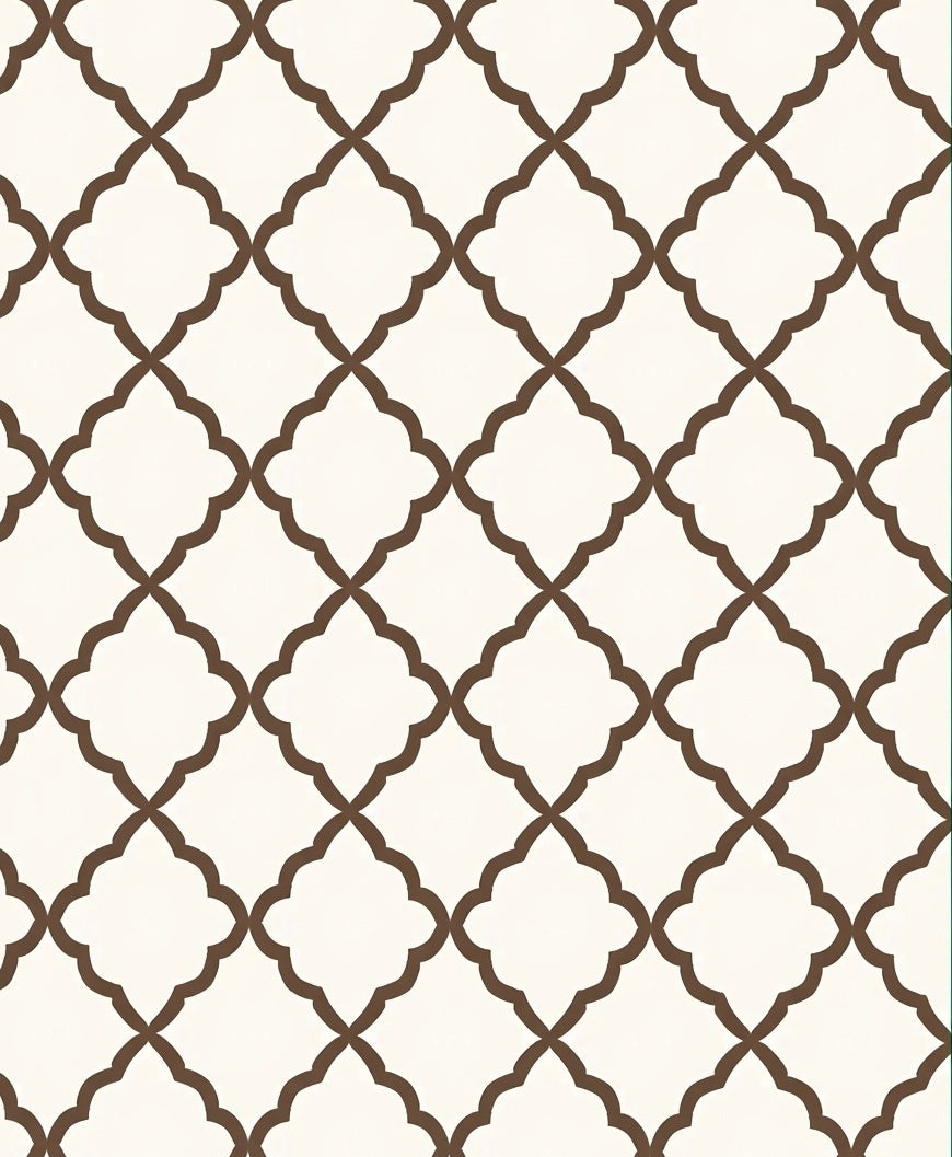 Quatrefoil Pattern Brown Geometric Rug