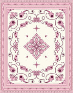 Pink Floral Swirls Borders Rug