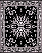 Black White Floral Mandala Pattern Rug