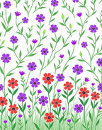 Whimsical Field of Flowers Pattern Rug