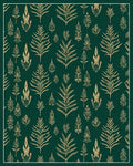 Deep Green Gold Leaf Pattern Rug