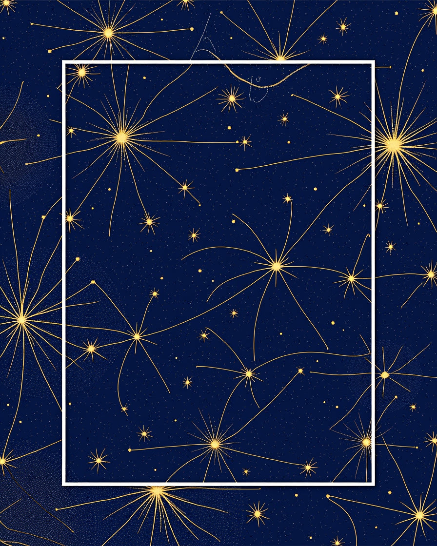 Golden Starburst on Navy Background Rug