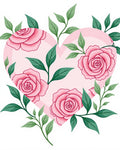 Pink Rose Heart Floral Pattern Rug