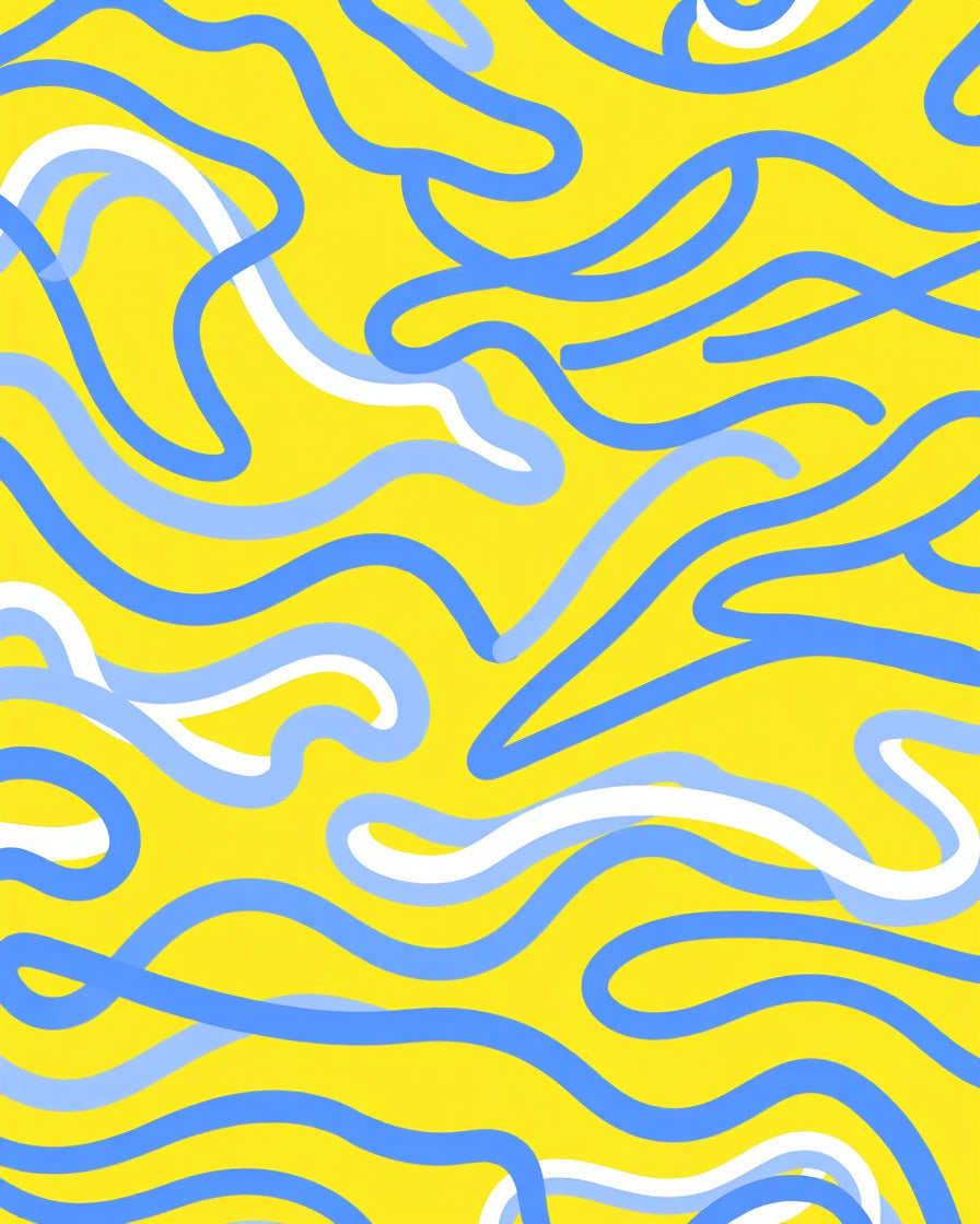 Bold Blue And White Flowing Lines Rug