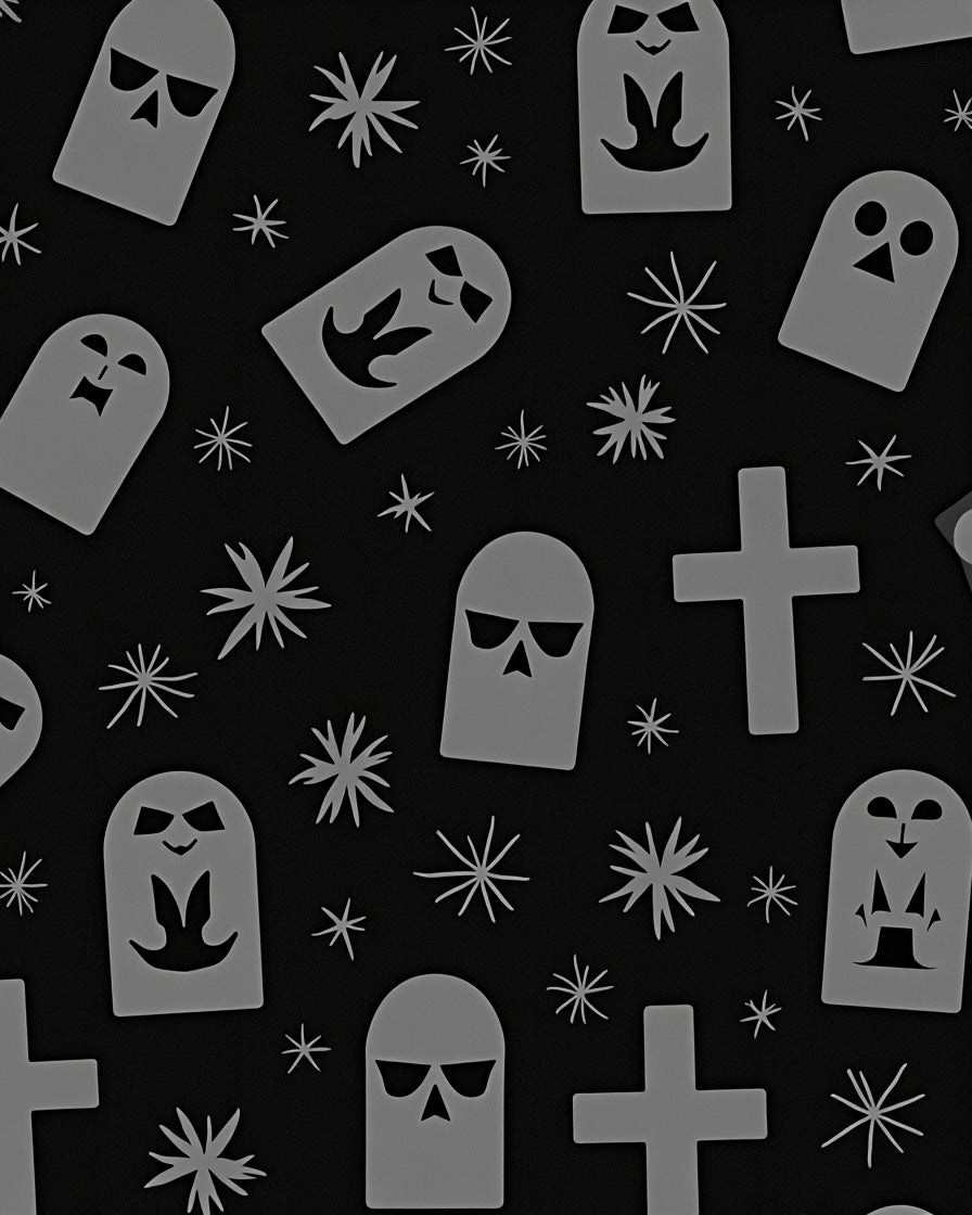 Spooky Ghost Tombstone Pattern Design Rug