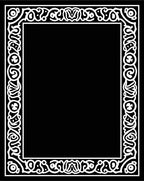 Black White Ornate Scroll Border Rug
