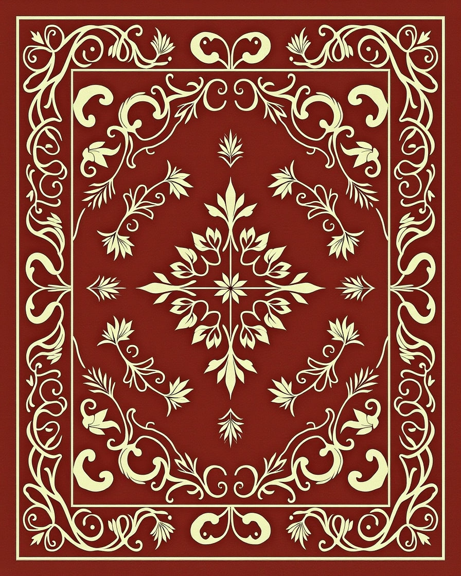 Elegant Floral Swirl Decorative Design Rug