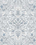 Elaborate Blue Floral Scroll Design Rug