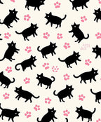 Playful Black Cats Paw Prints Pattern Rug