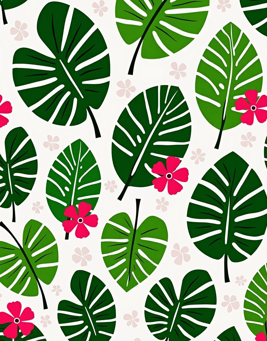 Vibrant Green Tropical Foliage Flowers Rug