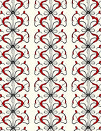 Art Nouveau Red Swirl Floral Pattern Rug