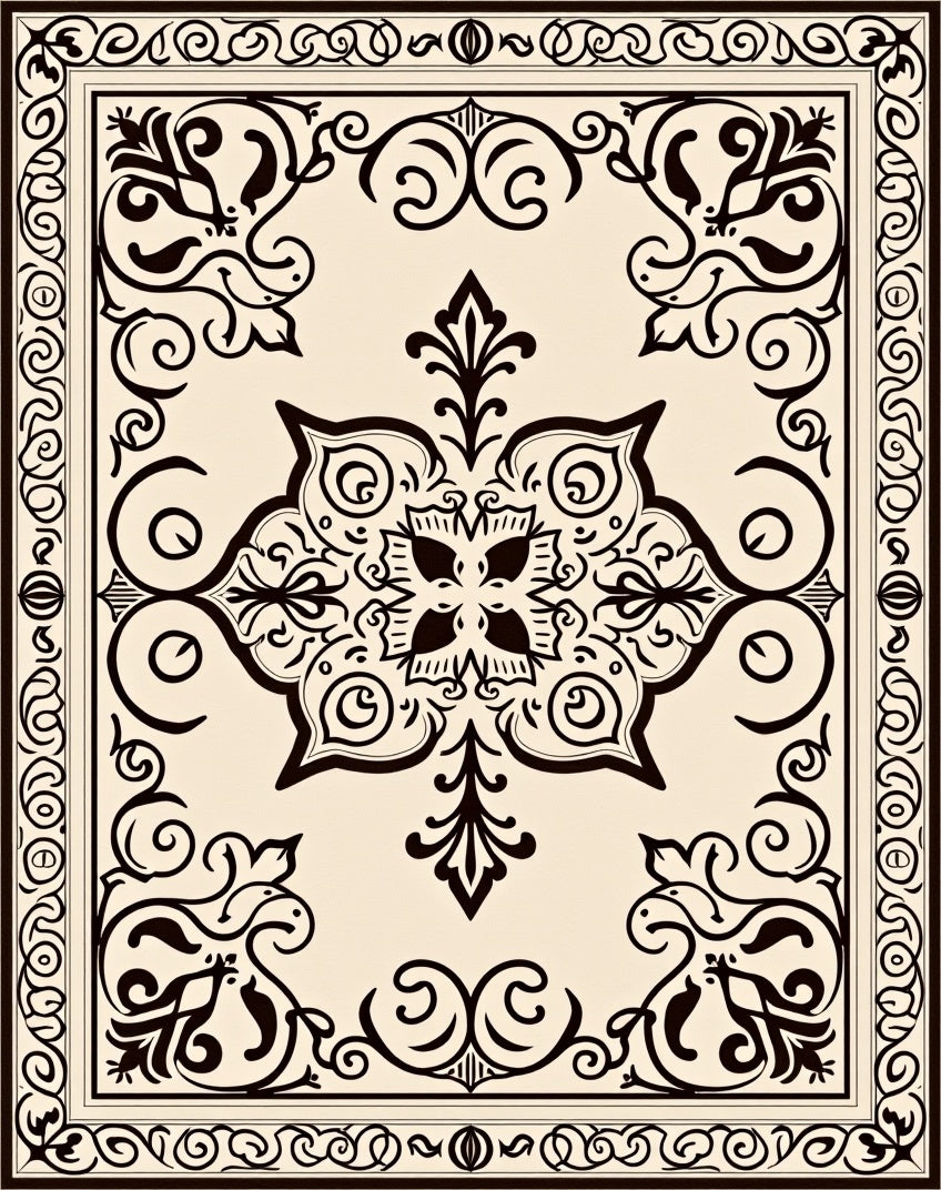 Ornate Floral Medallion Pattern Rug
