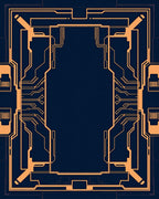 Futuristic Circuit Board Pattern Design Rug