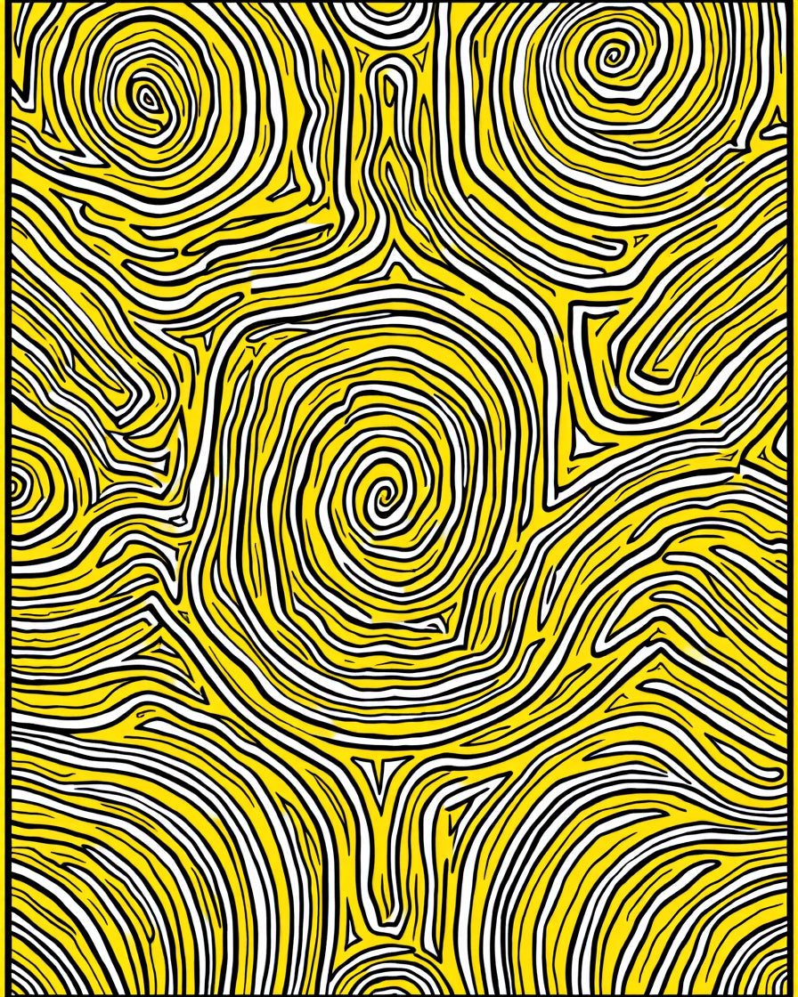 Abstract Yellow White Swirl Pattern Rug