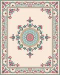 Elegant Floral Medallion Border Rug
