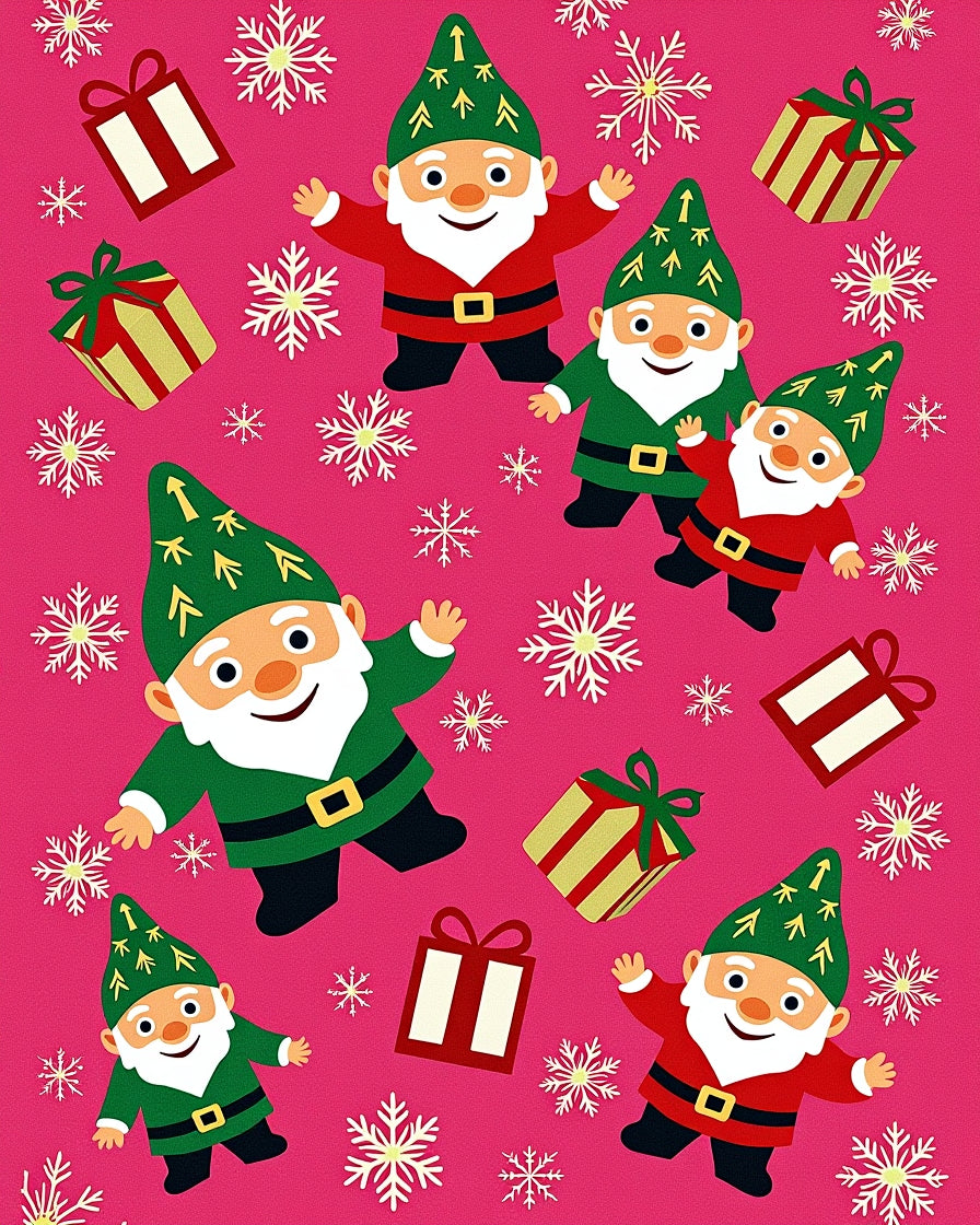 Joyful Gnome Snowflake Pattern Rug