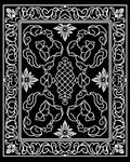 Black White Intricate Floral Scroll Rug