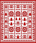 Classic Red Geometric Tree Folk Rug