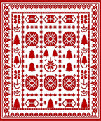 Classic Red Geometric Tree Folk Rug