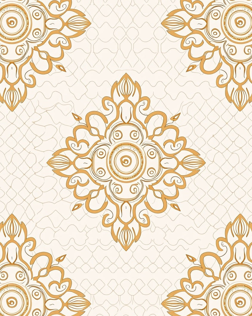 Ornate Floral Motif Cream Rug