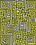 Abstract Yellow Black Maze Pattern Rug