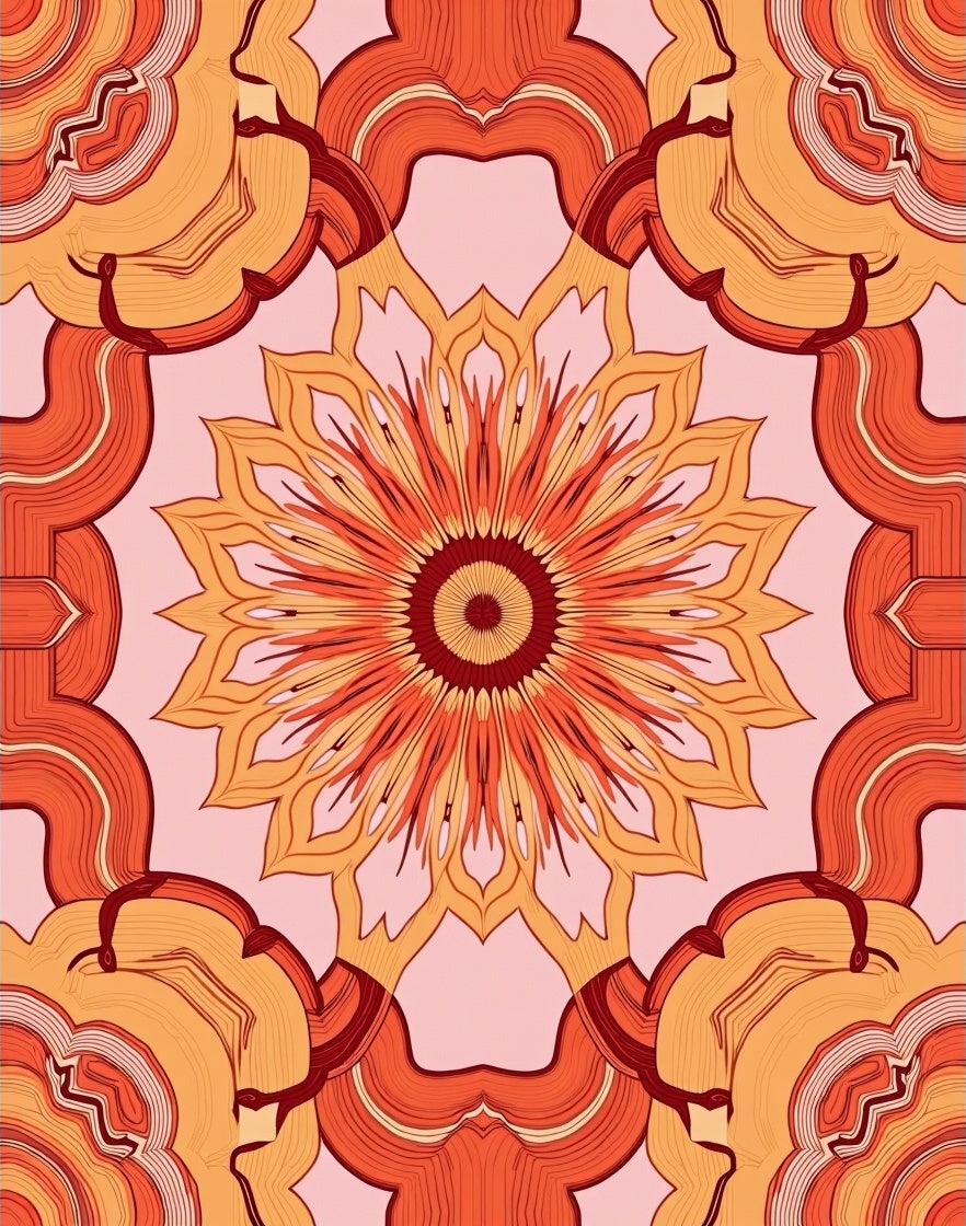 Warm Earth Tones Abstract Mandala Rug