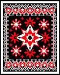 Bold Red White Star Pattern Rug