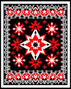Bold Red White Star Pattern Rug